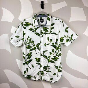 Vans Cotton Leaf-Print Short Sleeve Button Up Shirt | S